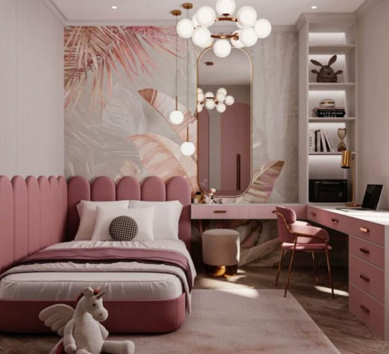 thiết kế phòng ngủ 15m2 cho bé gái