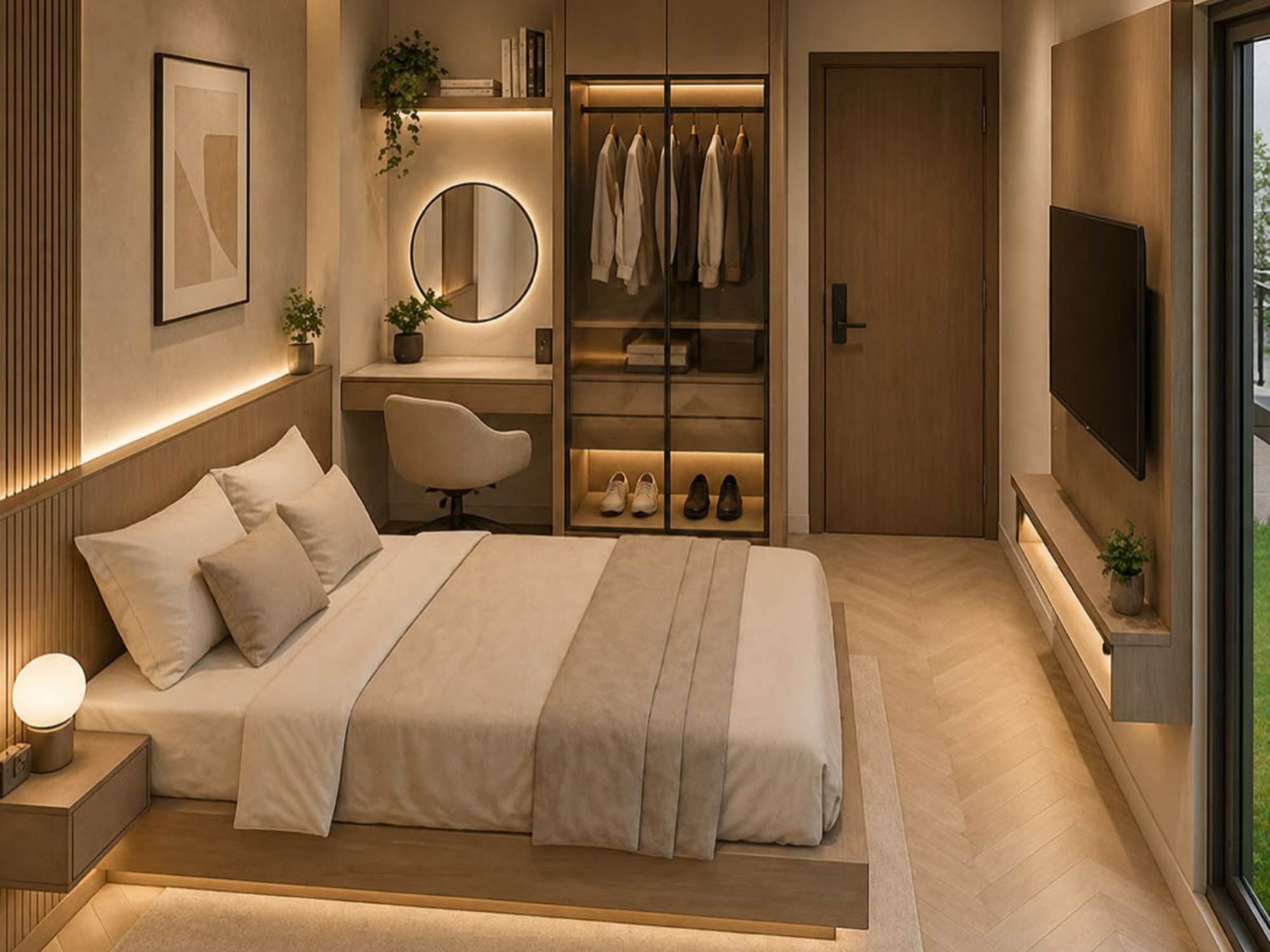 Thiết kế nội thất phòng ngủ 13m2