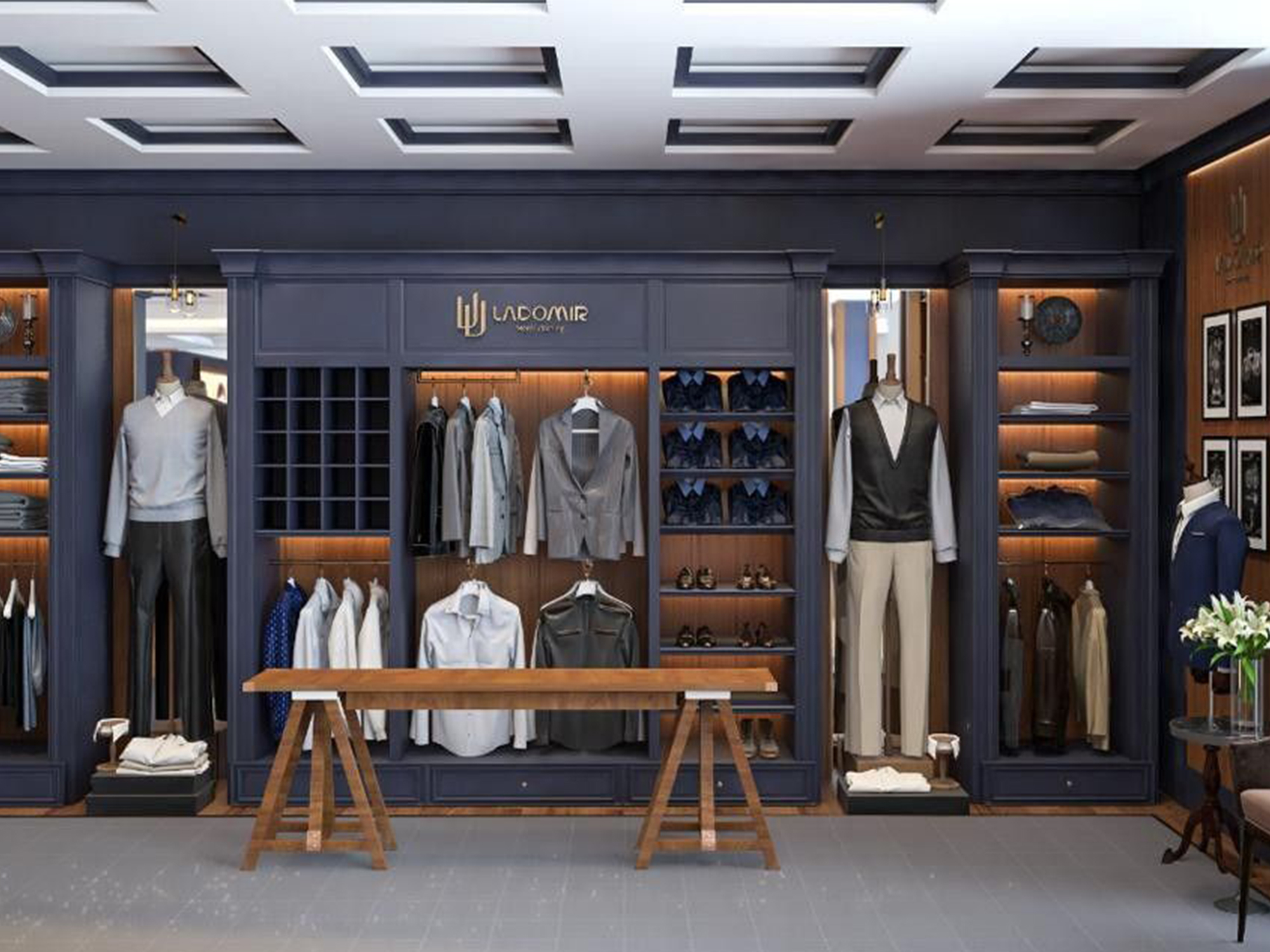 Thiết kế nội thất shop quần áo nam
