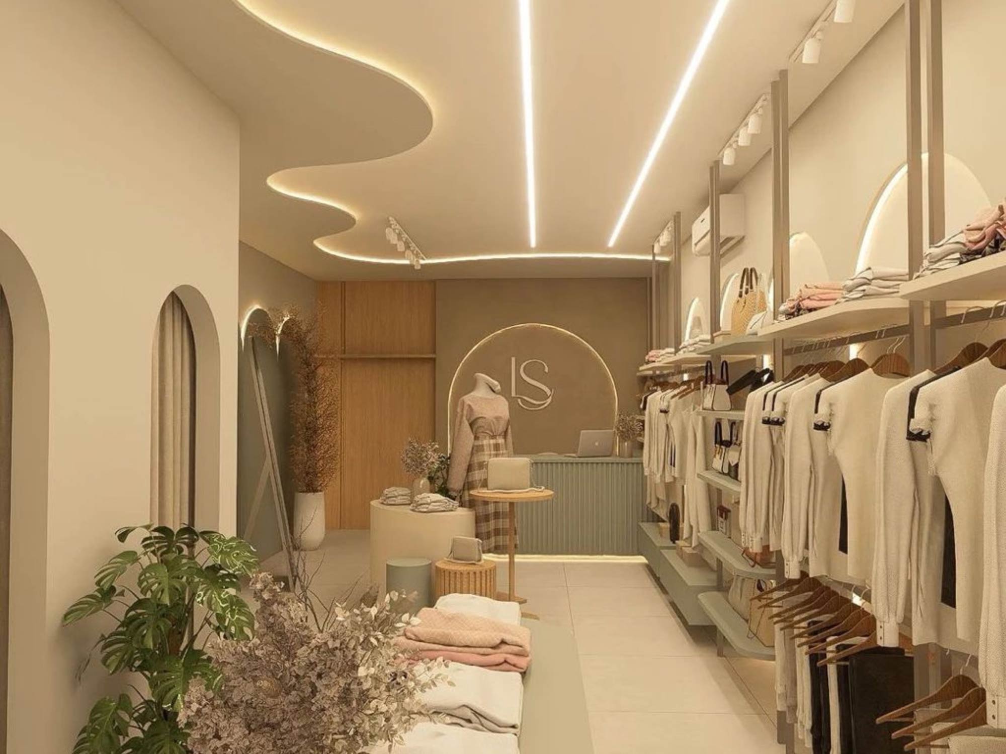 Thiết kế nội thất shop quần áo nữ nhỏ 