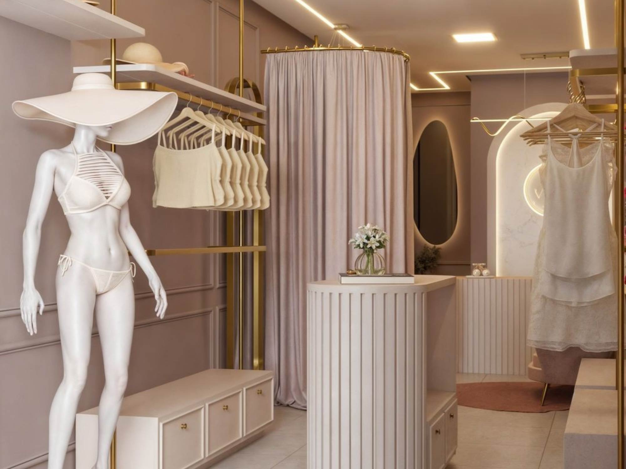 Thiết kế nội thất shop quần áo nữ nhỏ 