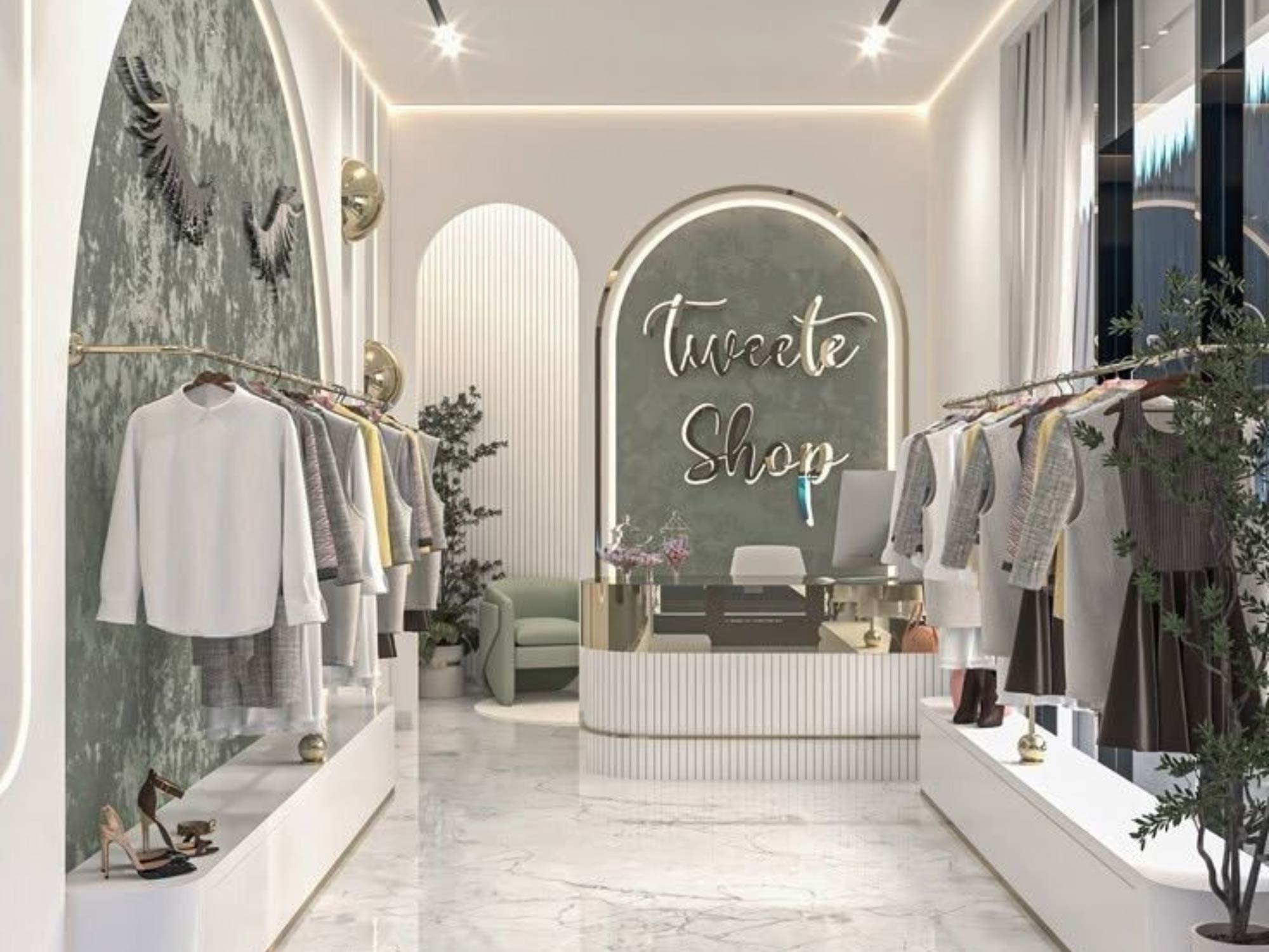 Thiết kế nội thất shop quần áo nữ nhỏ 