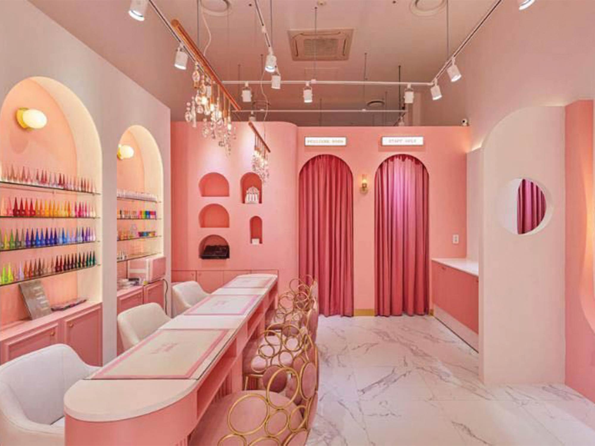 Thiết kế nội thất tiệm nail Hàn Quốc