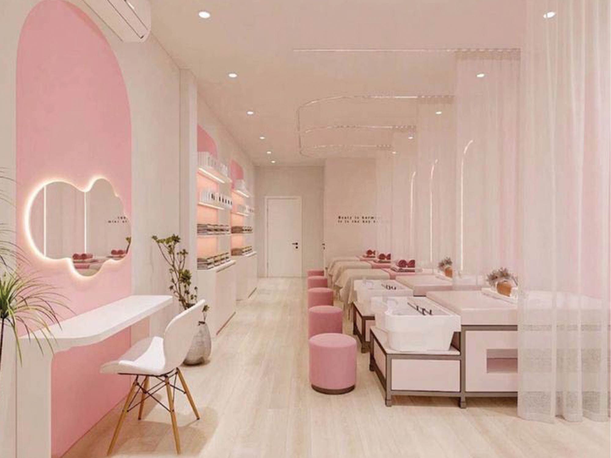 Thiết kế nội thất tiệm nail Hàn Quốc