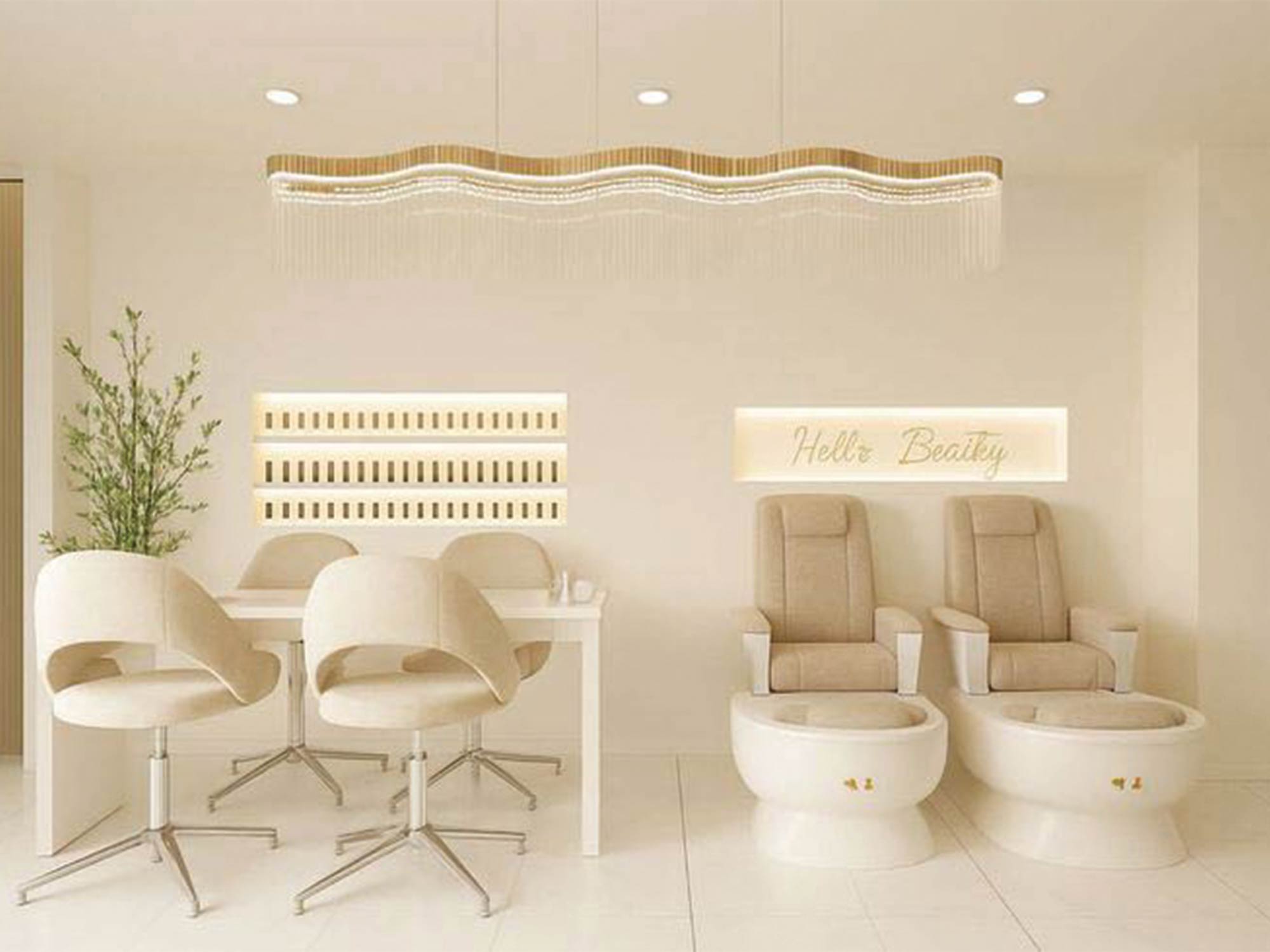 Thiết kế nội thất tiệm nail Hàn Quốc