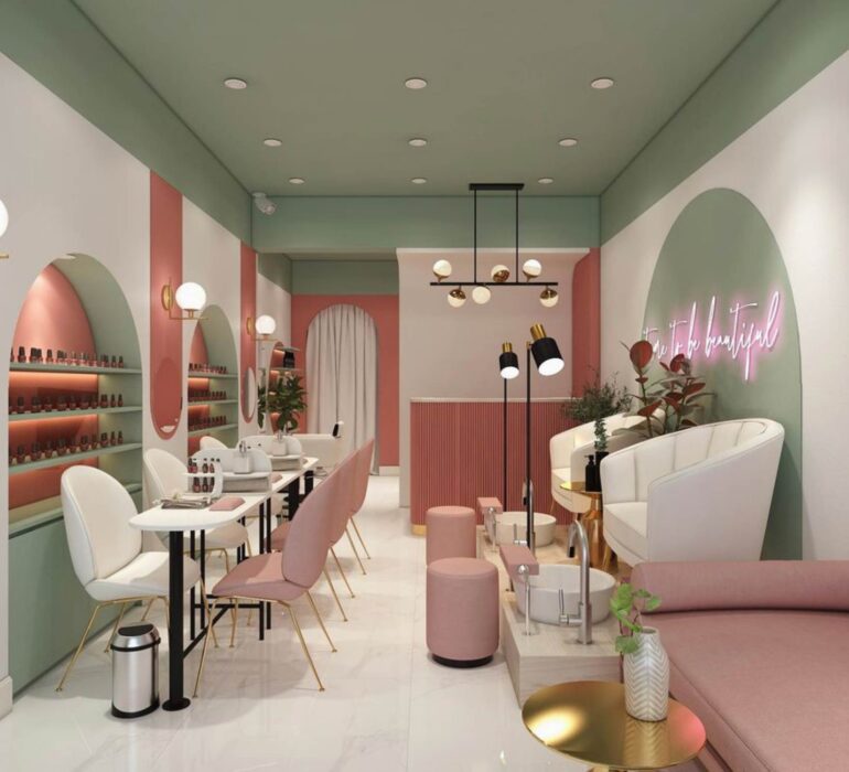 Thiết kế nội thất tiệm nail nhỏ
