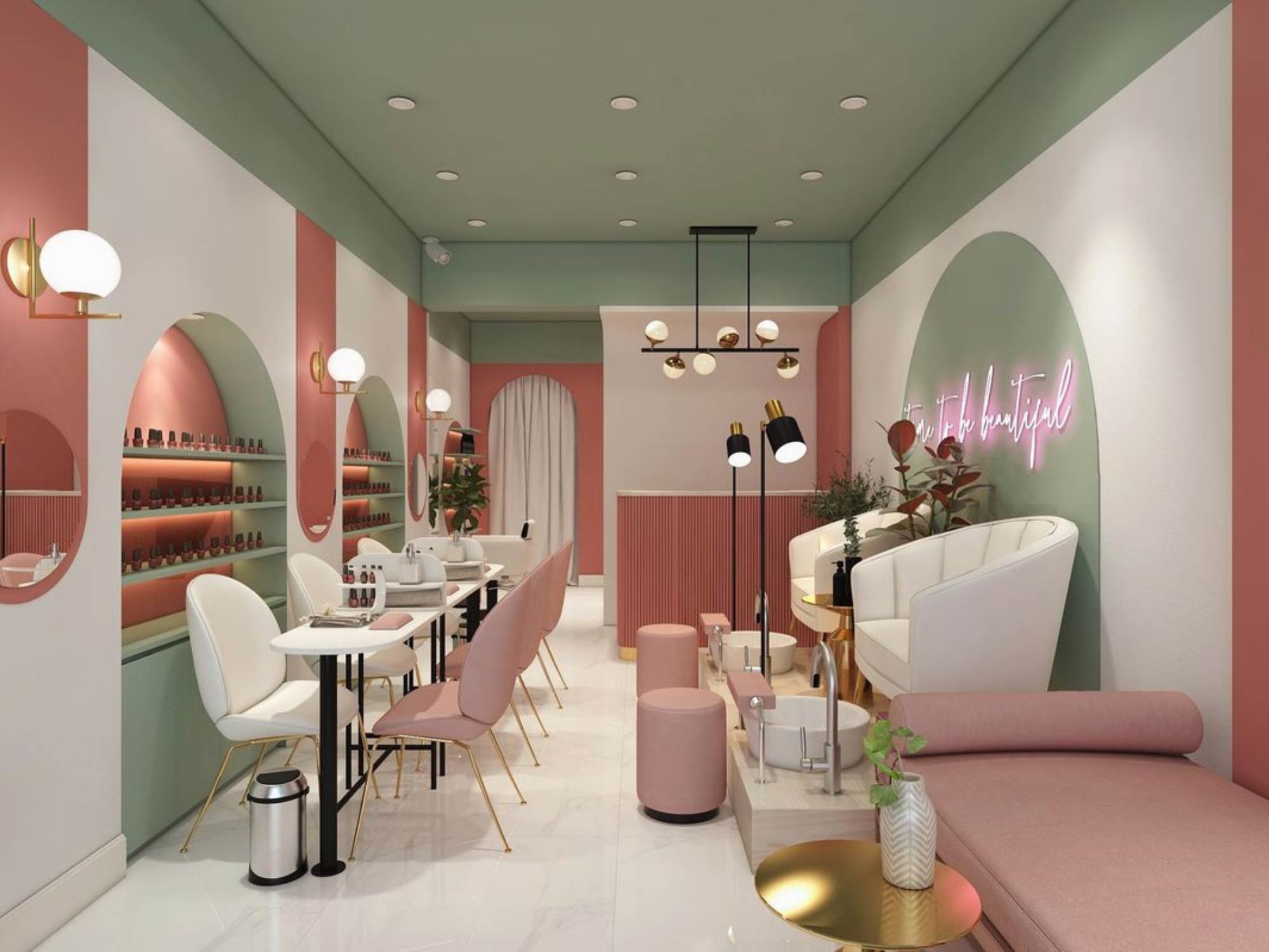 Thiết kế nội thất tiệm nail nhỏ
