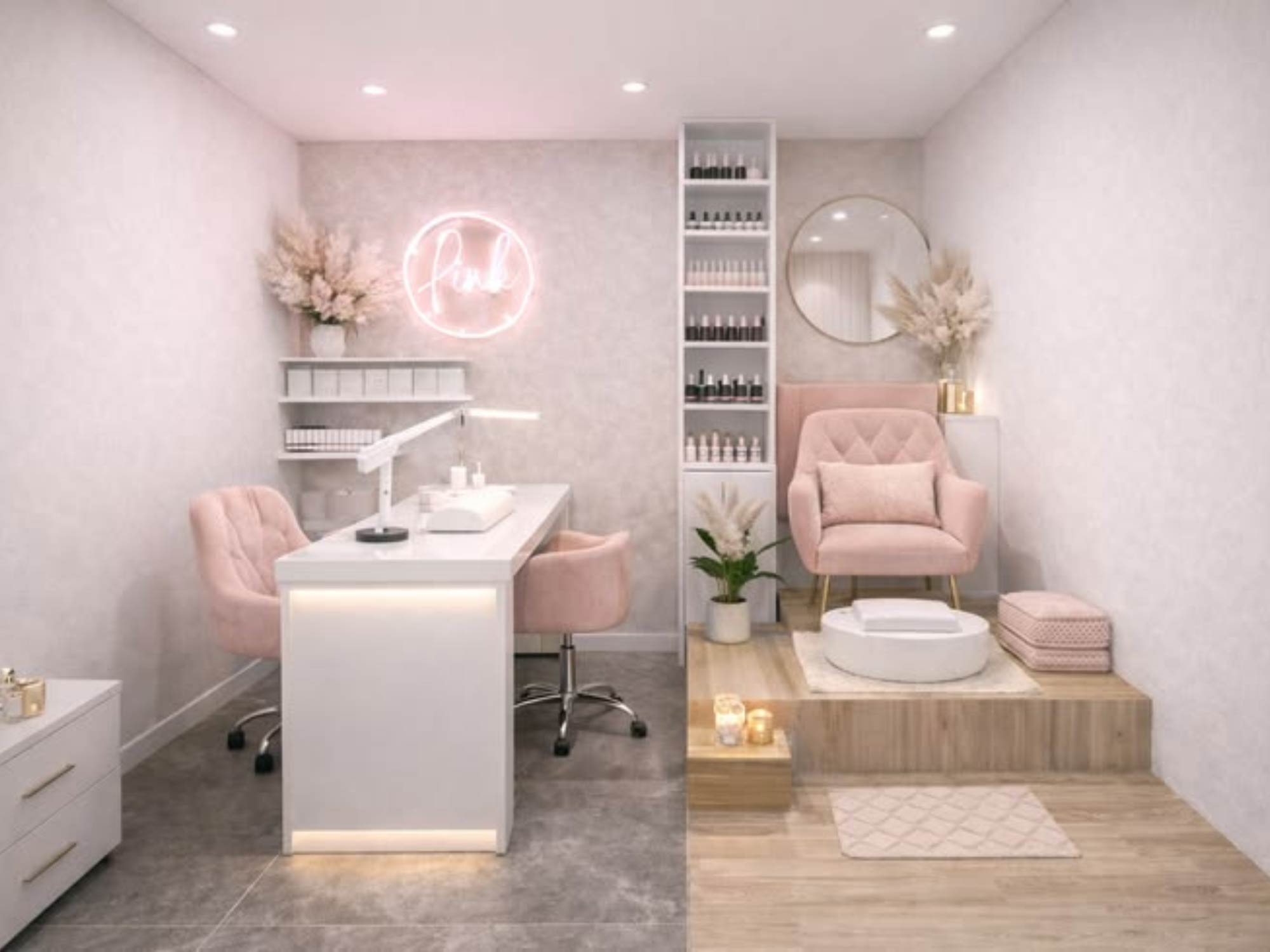 Thiết kế nội thất tiệm nail nhỏ