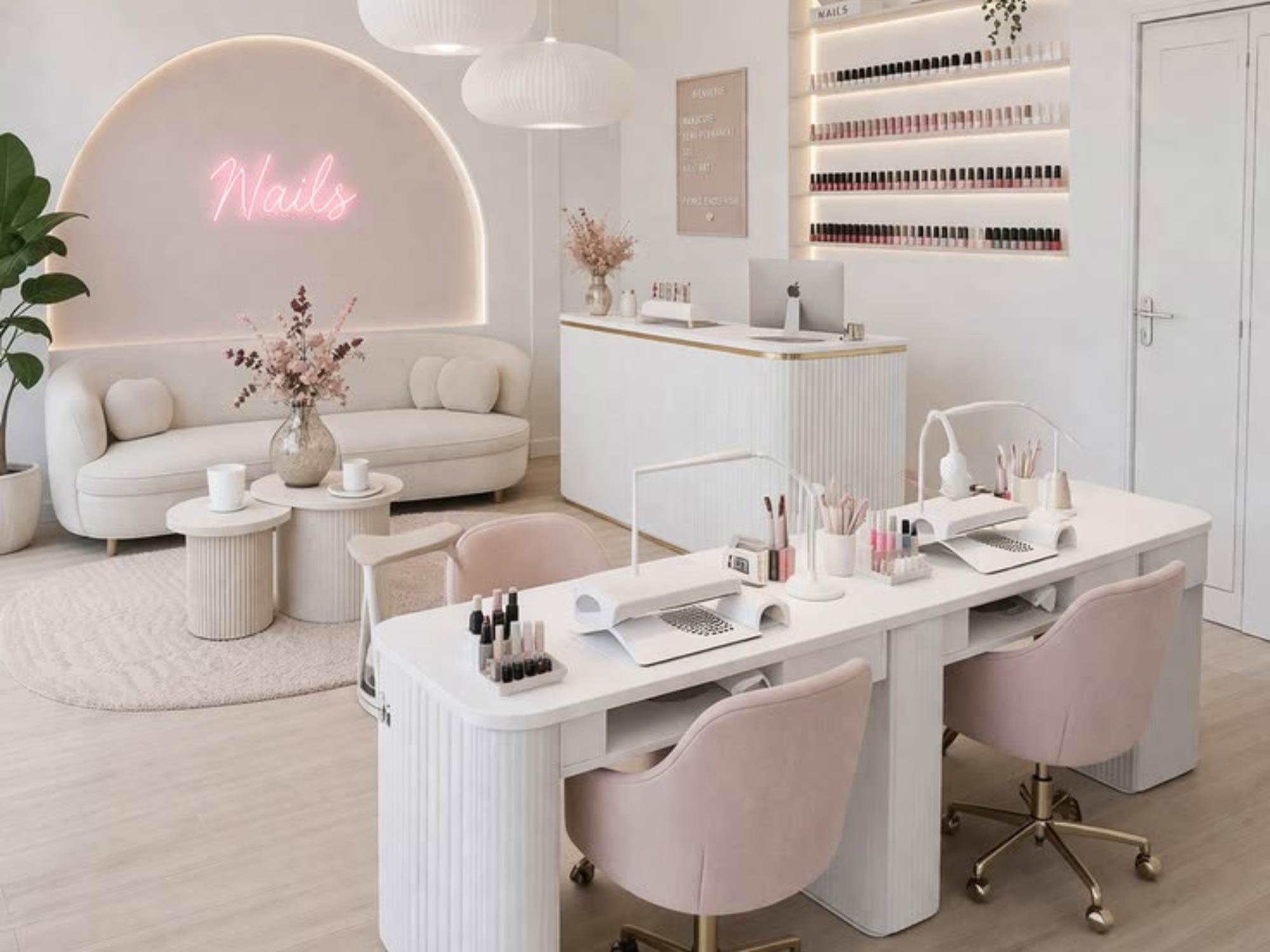 Thiết kế nội thất tiệm nail nhỏ