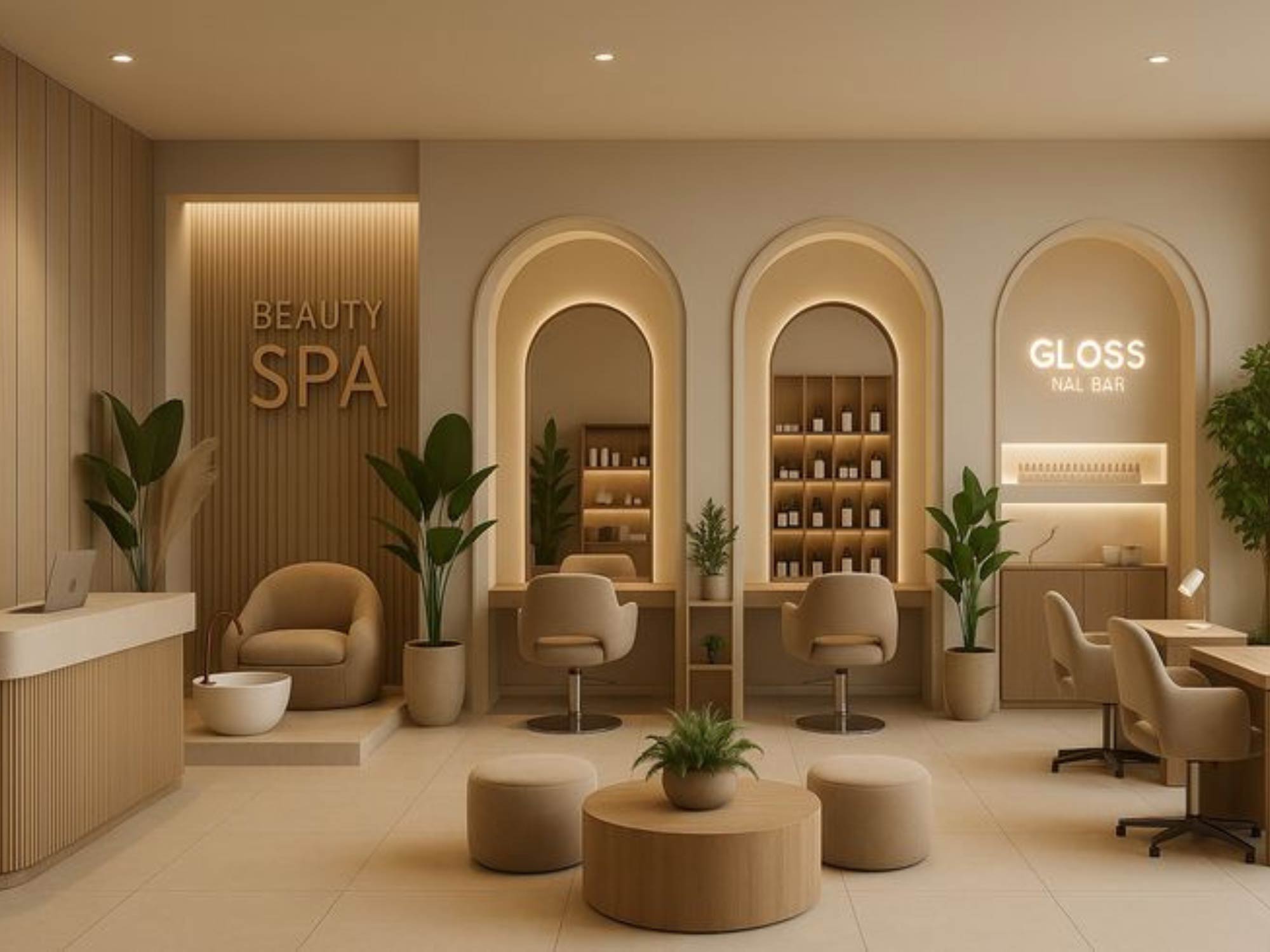 Thiết kế nội thất tiệm nail nhỏ