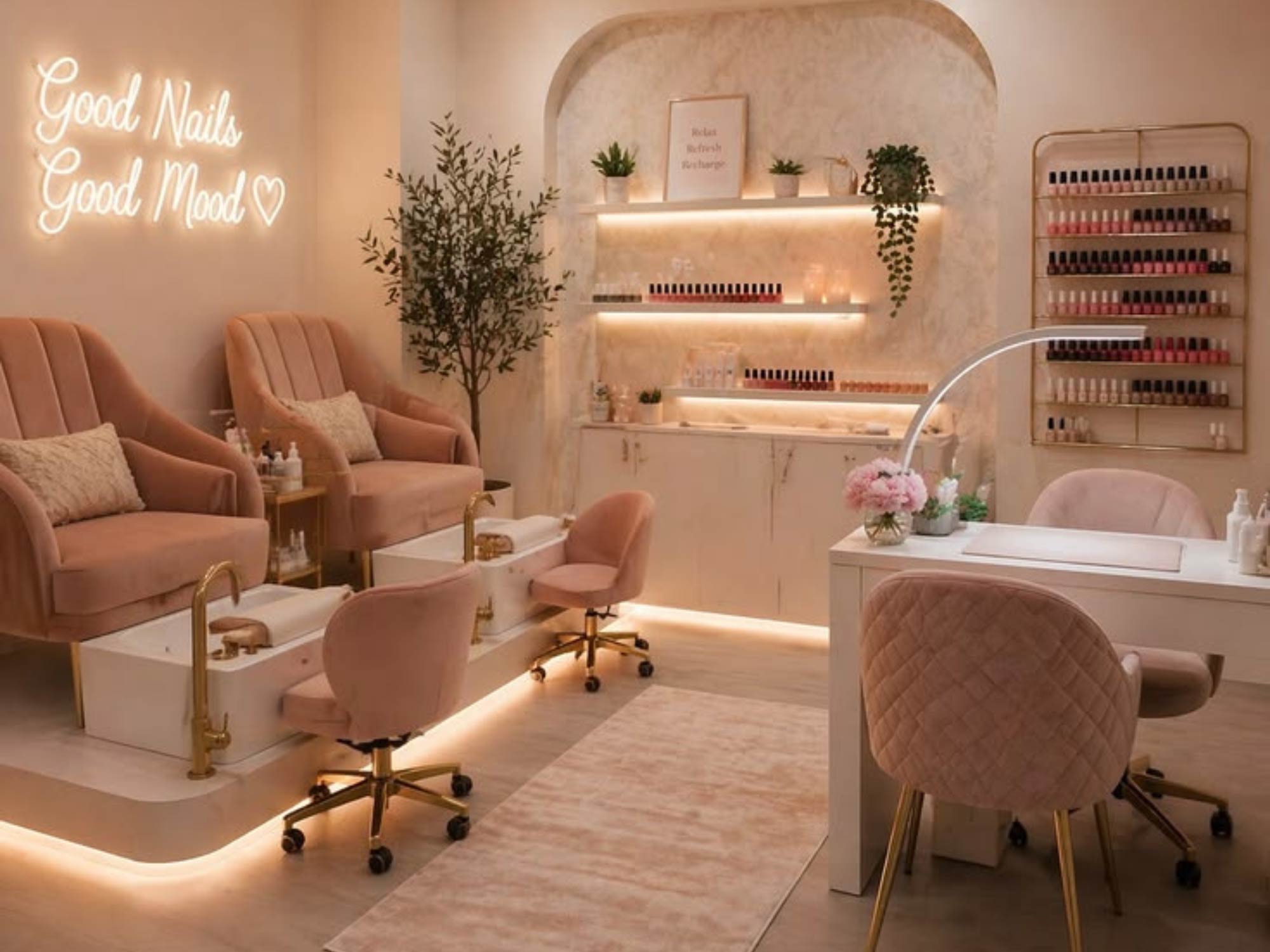 Thiết kế nội thất tiệm nail nhỏ